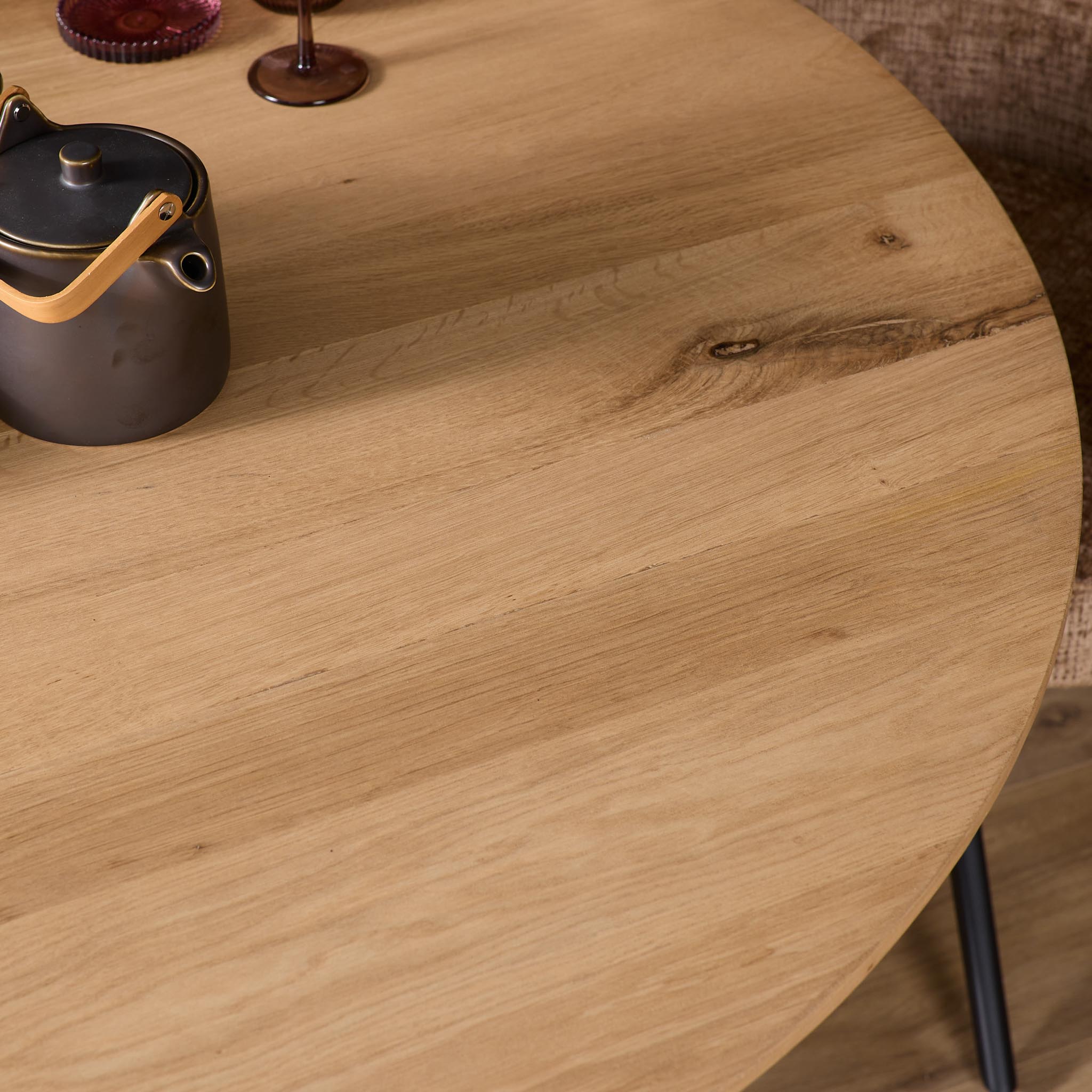 Eiken eettafel Ferris | Rond 110 cm | Naturel