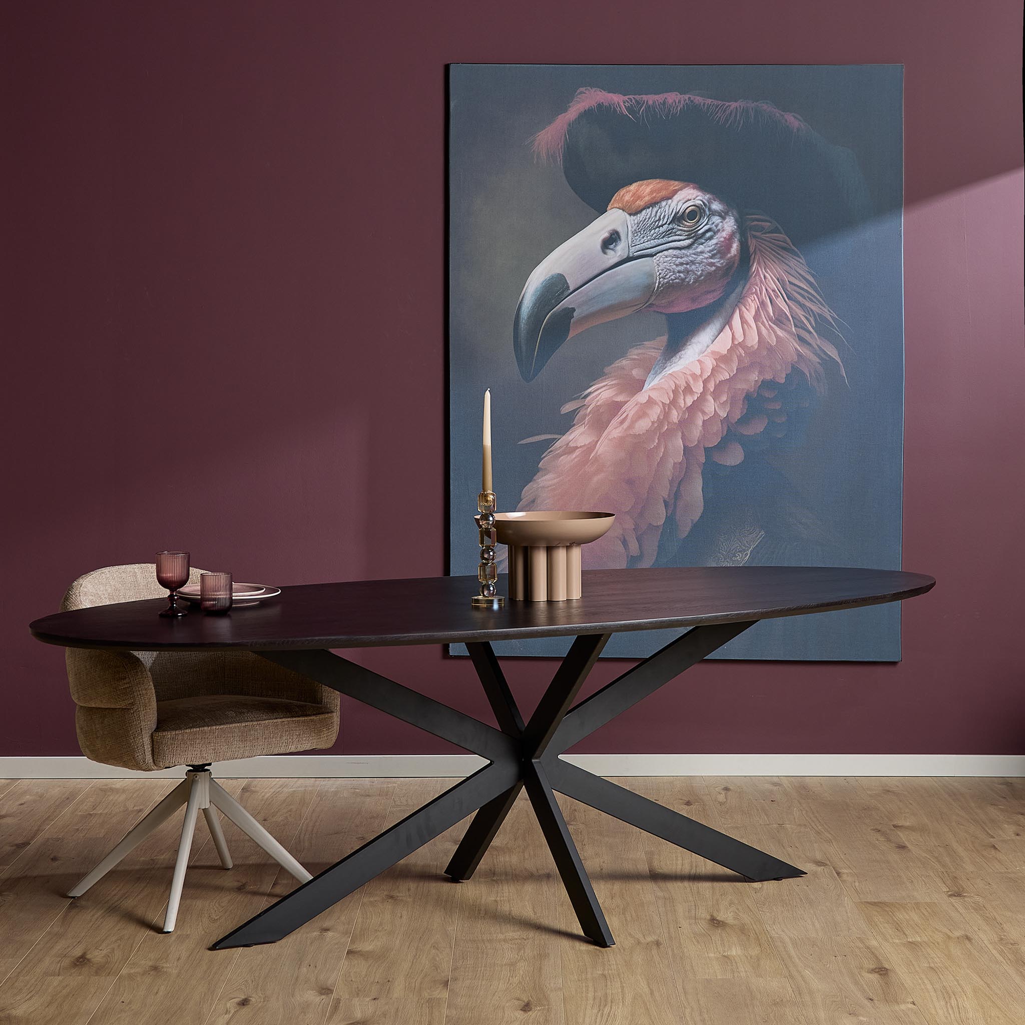 Eiken eettafel Ferris | Ovaal 180 cm | Zwart