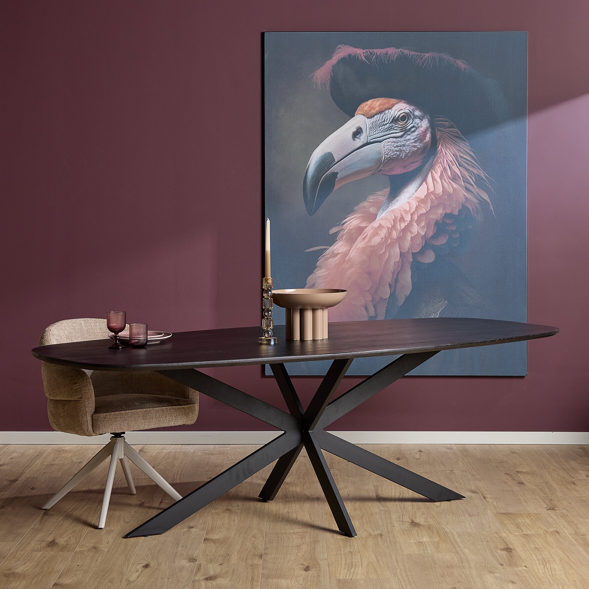 Eiken eettafel Ferris | Deens Ovaal 240 cm | Zwart