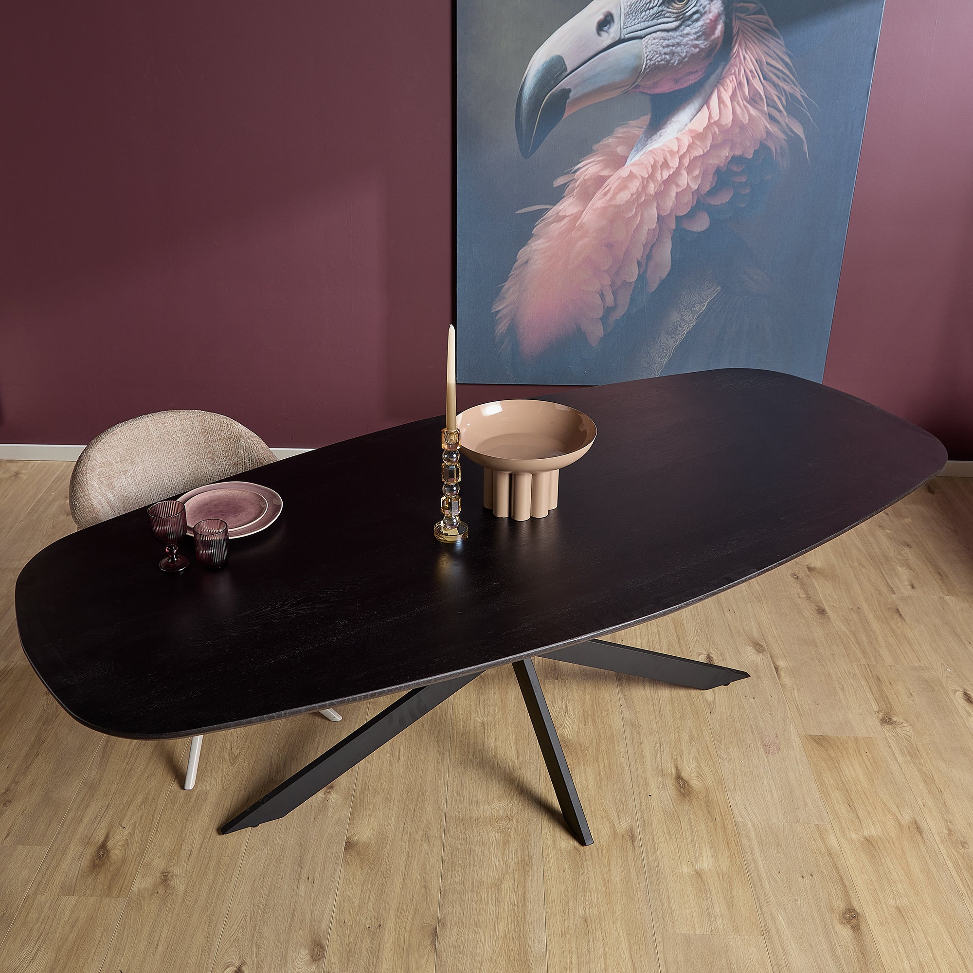 Eiken eettafel Ferris | Deens Ovaal 180 cm | Zwart