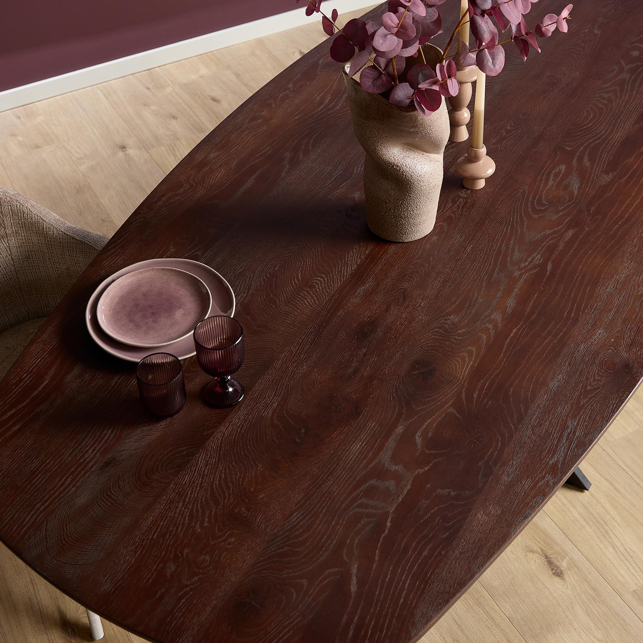 Eiken eettafel Ferris | Deens Ovaal 180 cm | Bruin