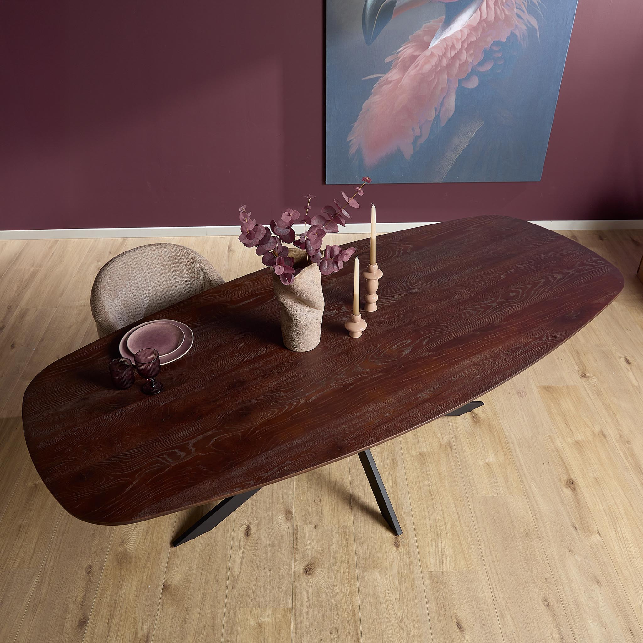 Eiken eettafel Ferris | Deens Ovaal 200 cm | Bruin