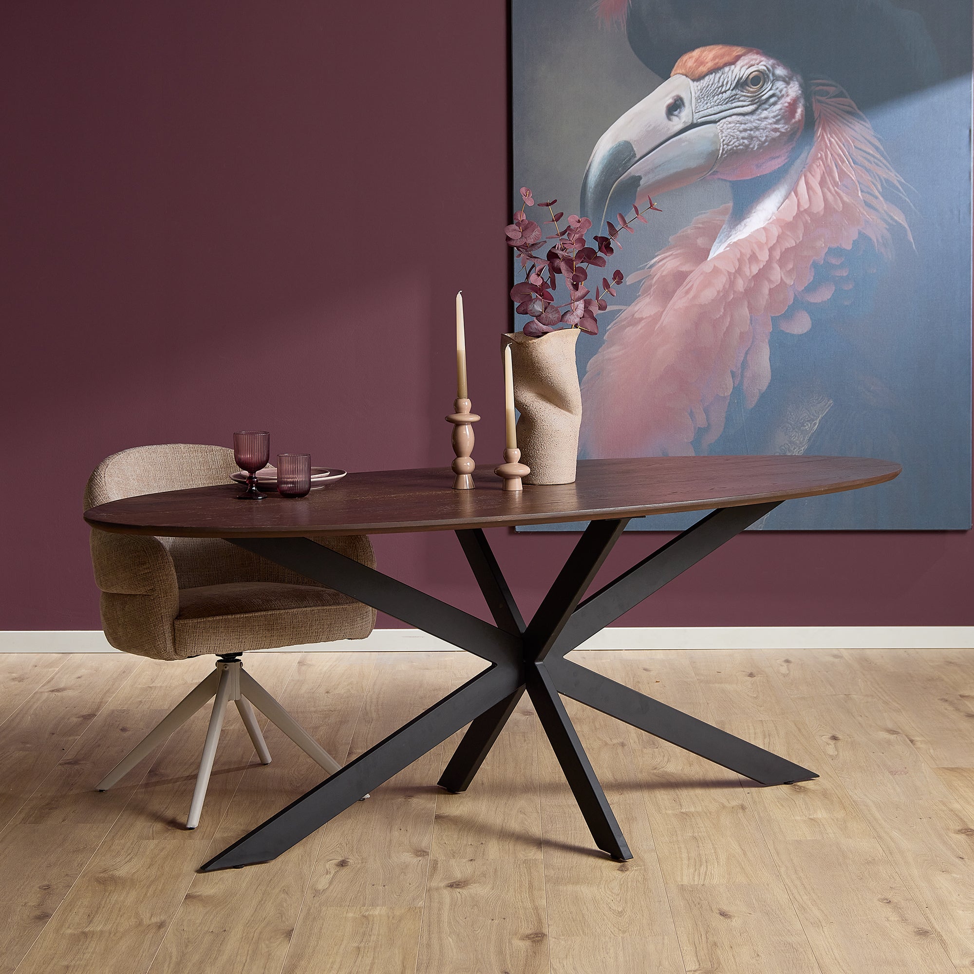 Eiken eettafel Ferris | Ovaal 240 cm | Bruin