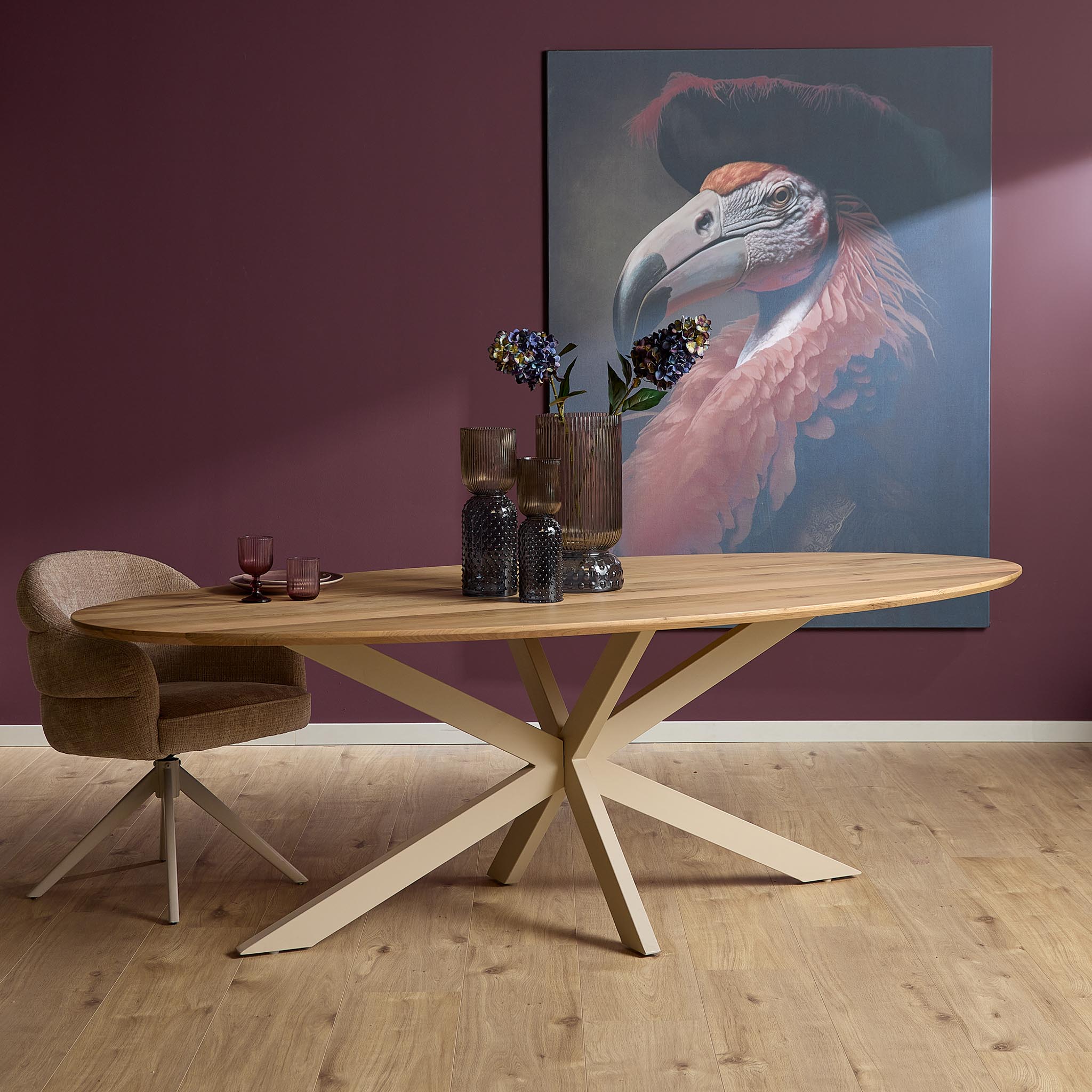 Eiken eettafel Ferris | Ovaal 240 cm | Naturel | Poot Sand
