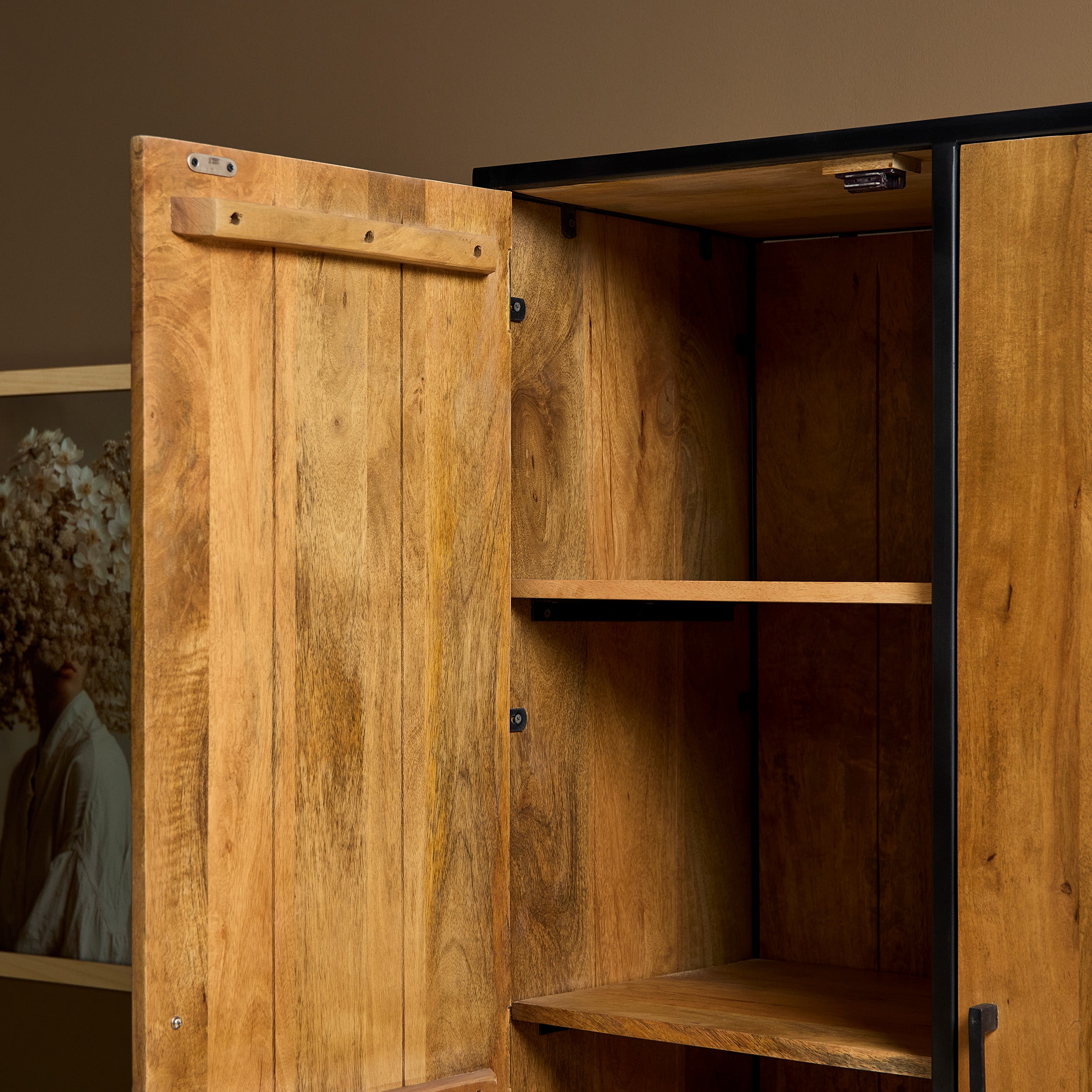 Kabinet Denver | Mangohout en staal | 90 cm