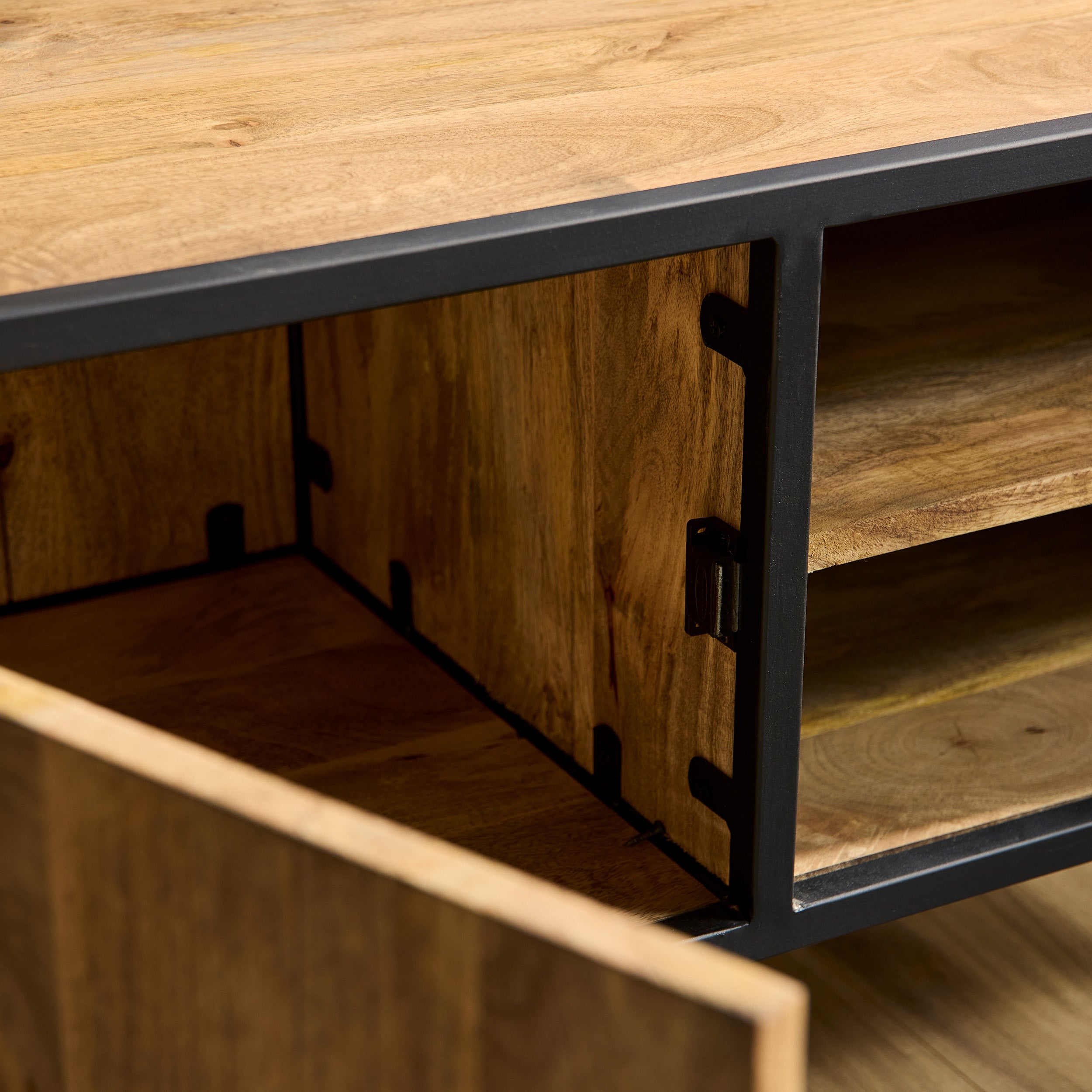 Tv meubel Denver | Mangohout en staal | 100 cm