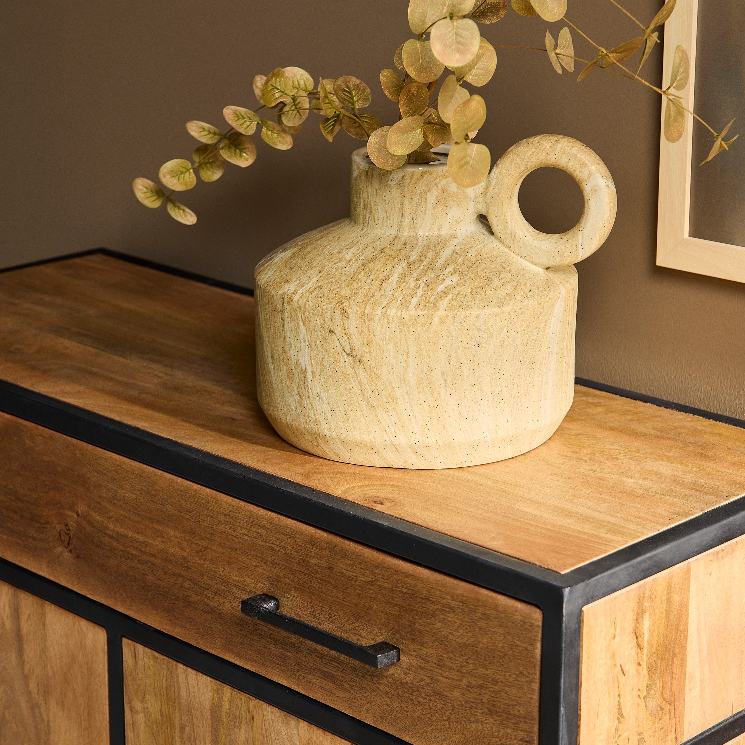 Kabinet kast Denver | Mangohout en staal | 100 cm