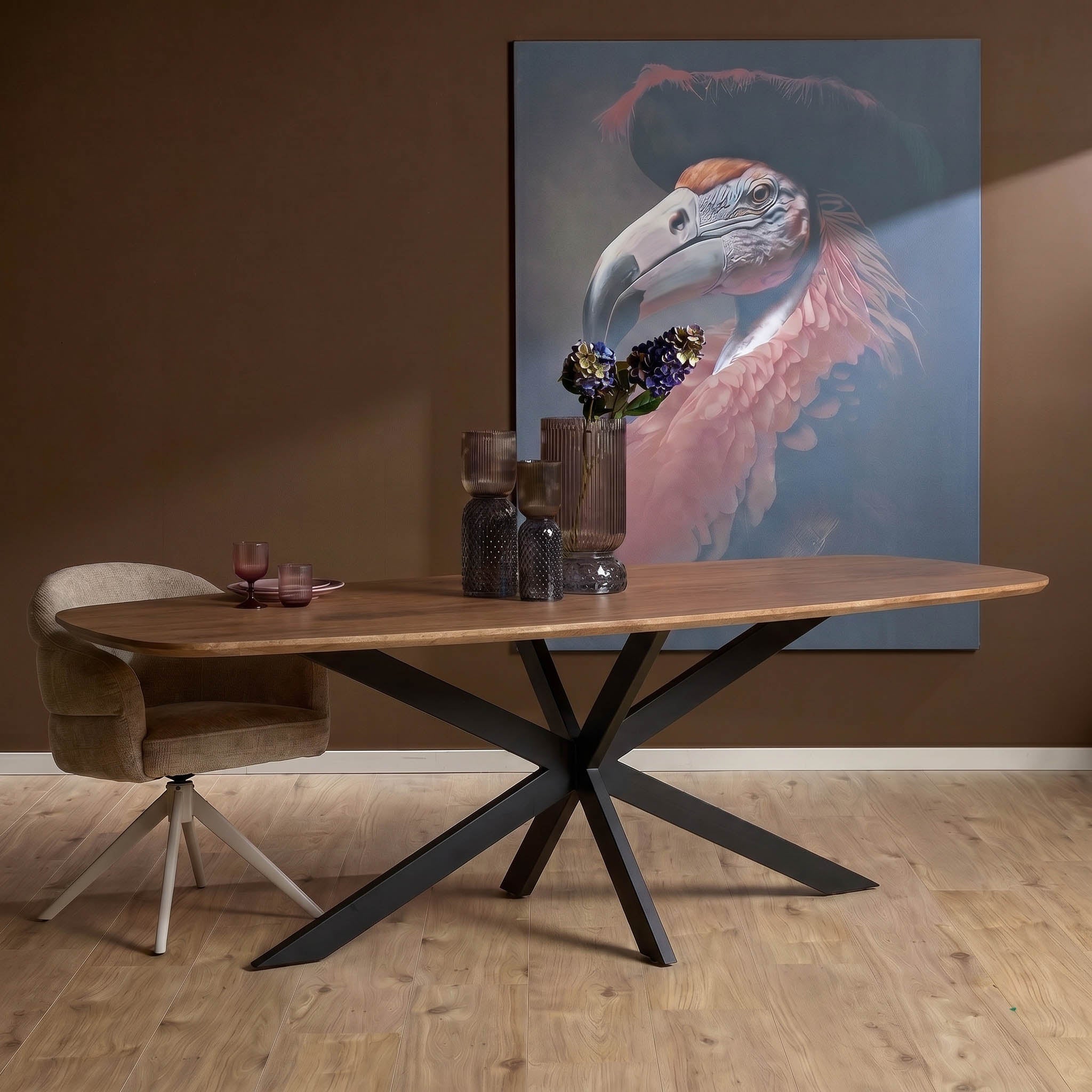 Deens ovale eettafel Elegance Naturel Mangohout 200 cm