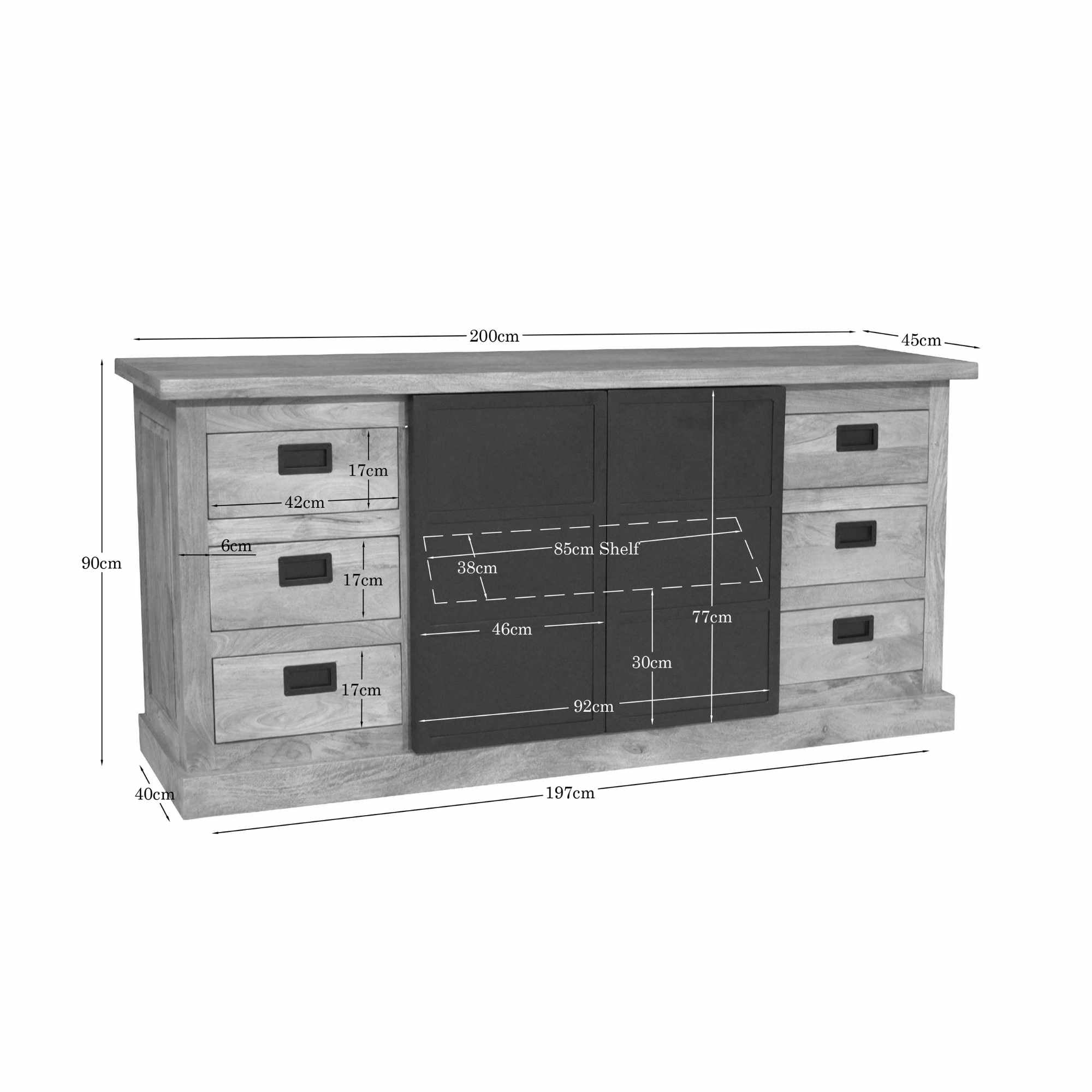 Dressoir Noa Naturel Mangohout 200 cm