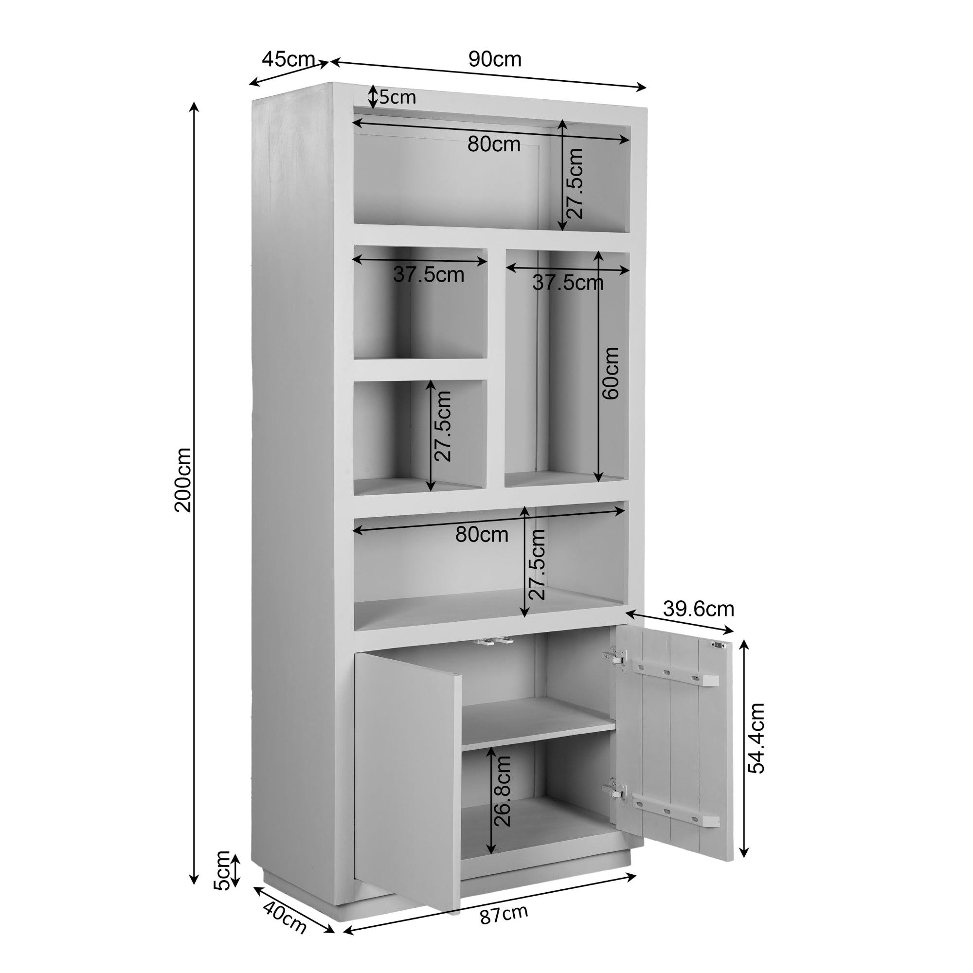 Vakkenkast Brussel Brown | 90 cm  | 5 vakken