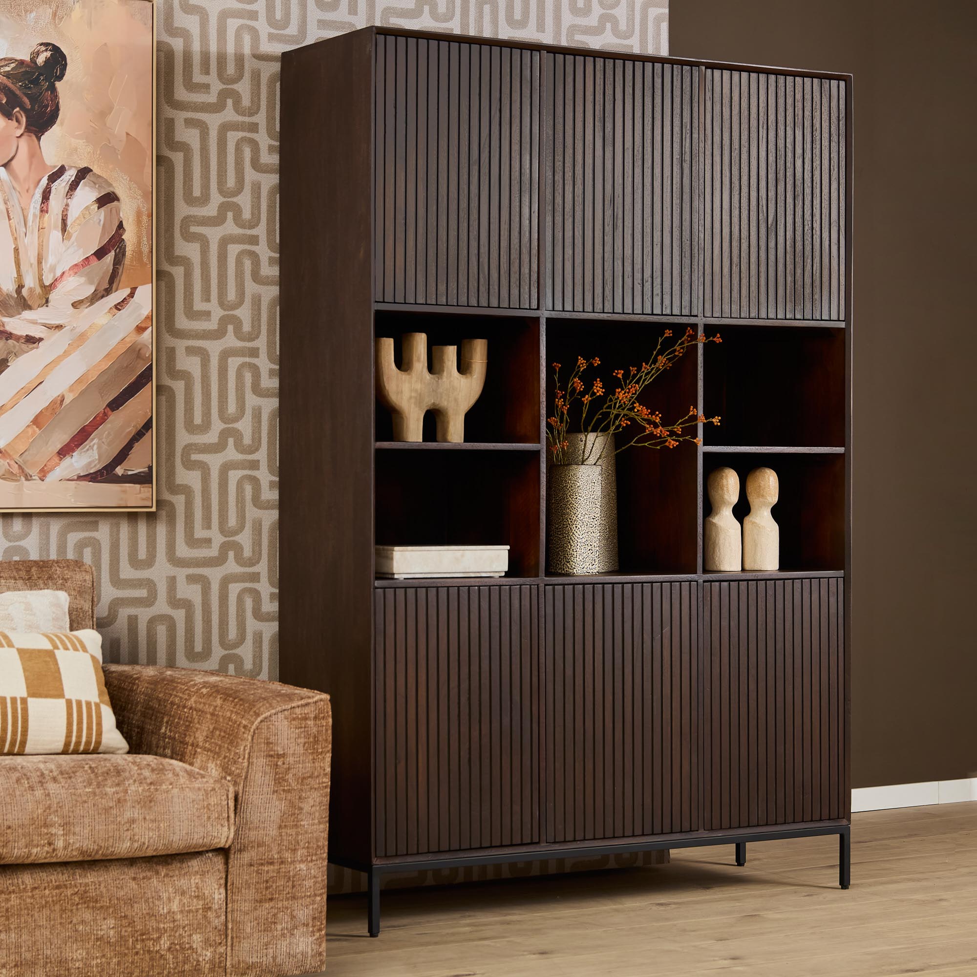 Vakkenkast Madison XL Bruin Mangohout 135 cm