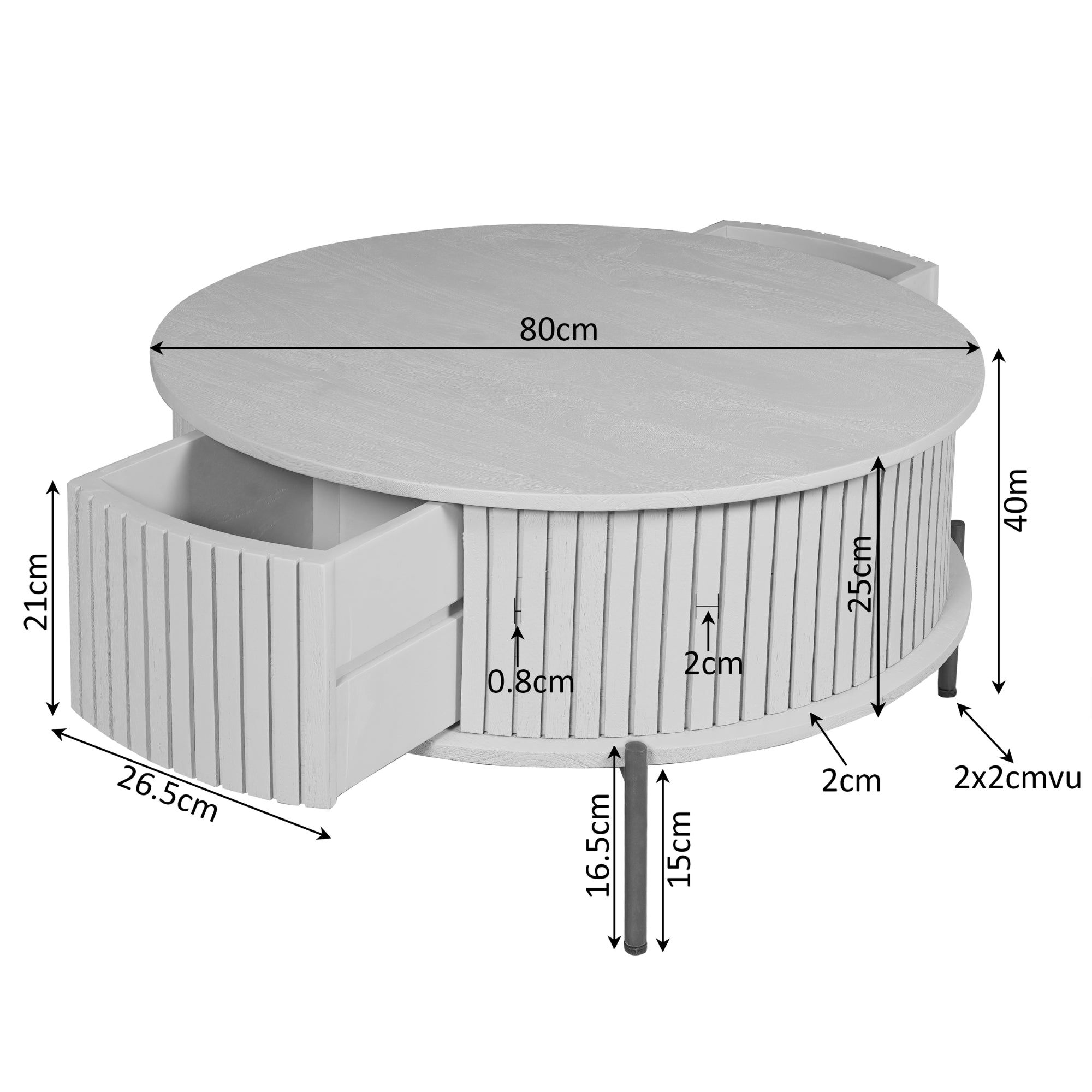 Salontafel Madison Bruin | 80 cm | Rond