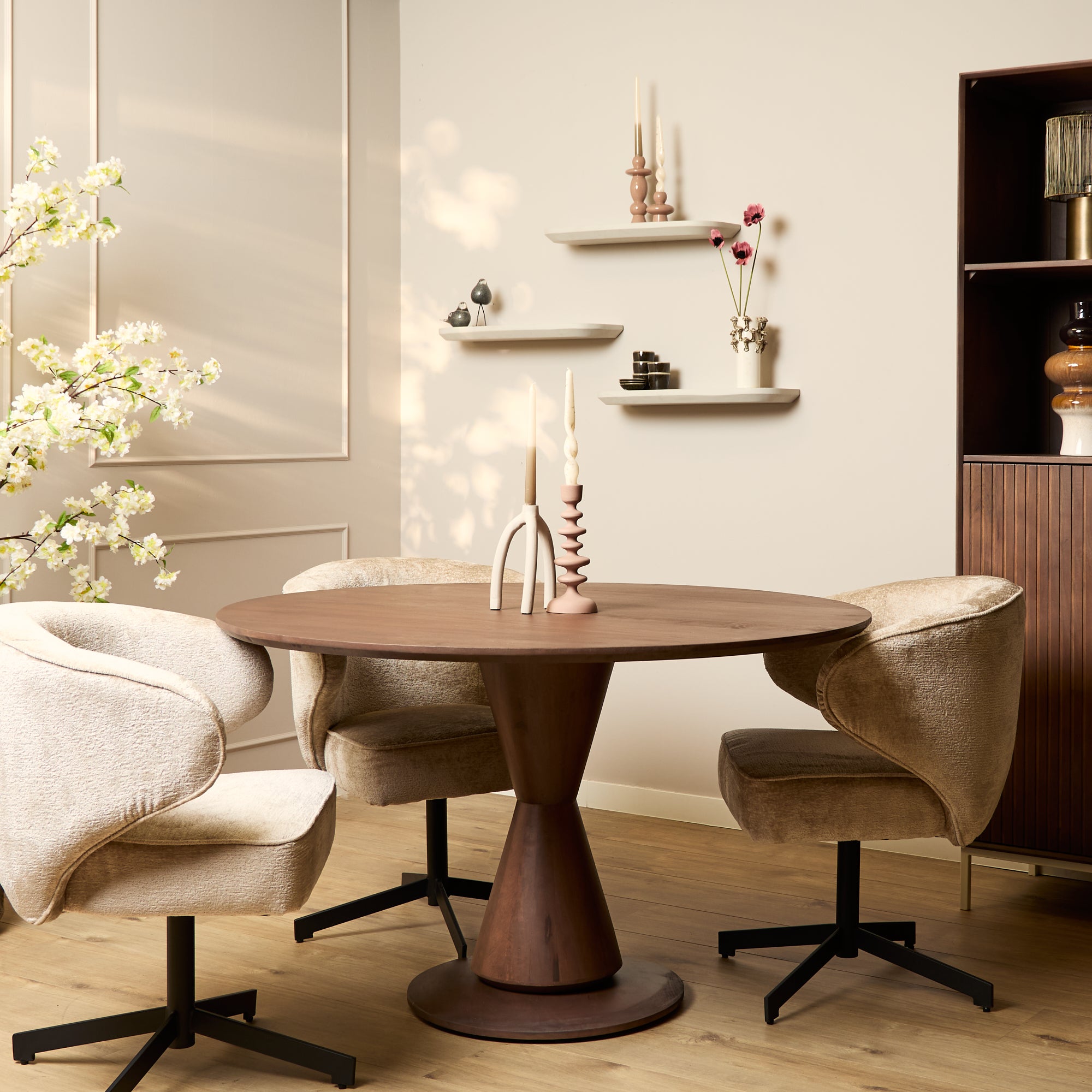 Eettafel Lima Walnoot | 130 cm | Rond