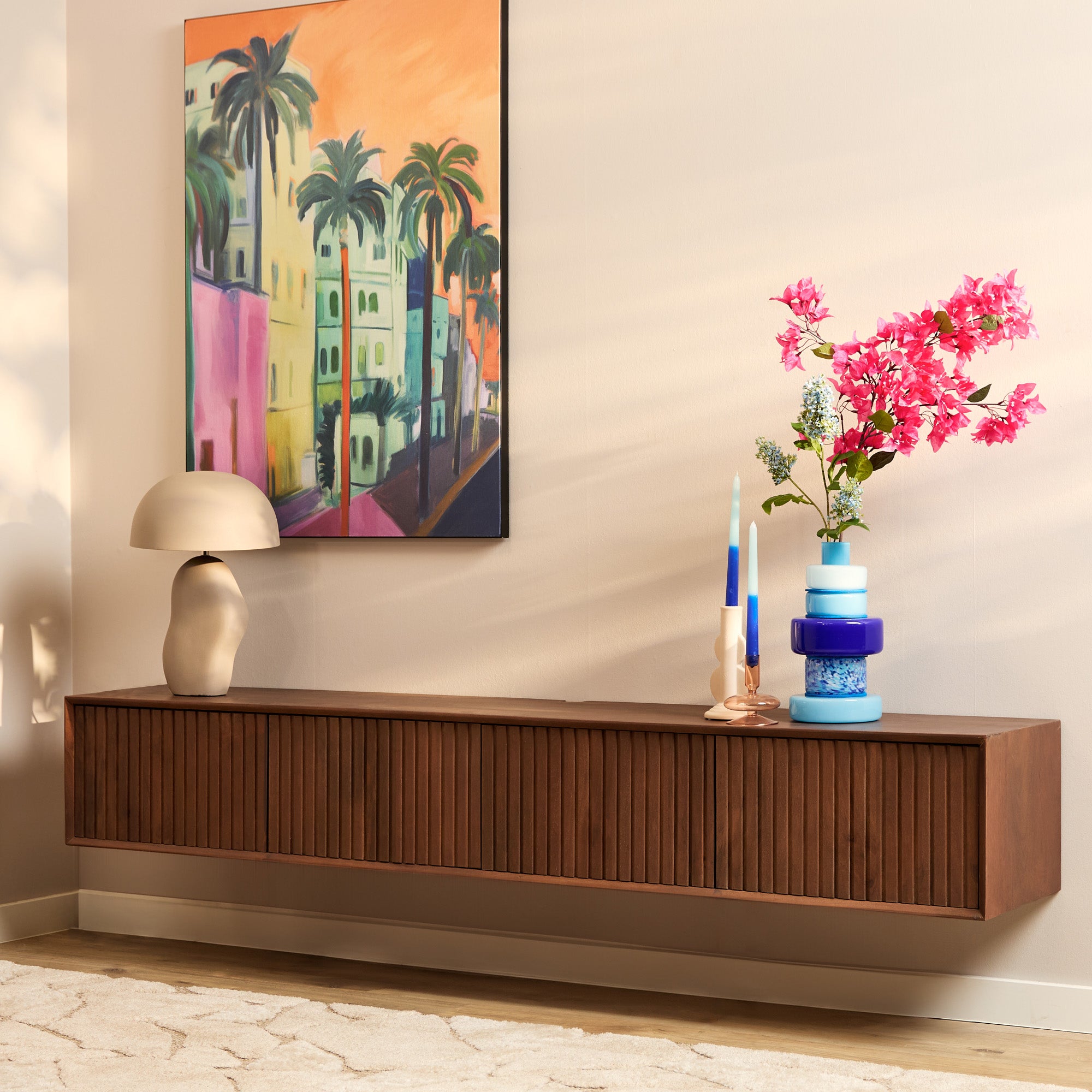 Zwevend tv meubel Madison Walnut | 200 cm
