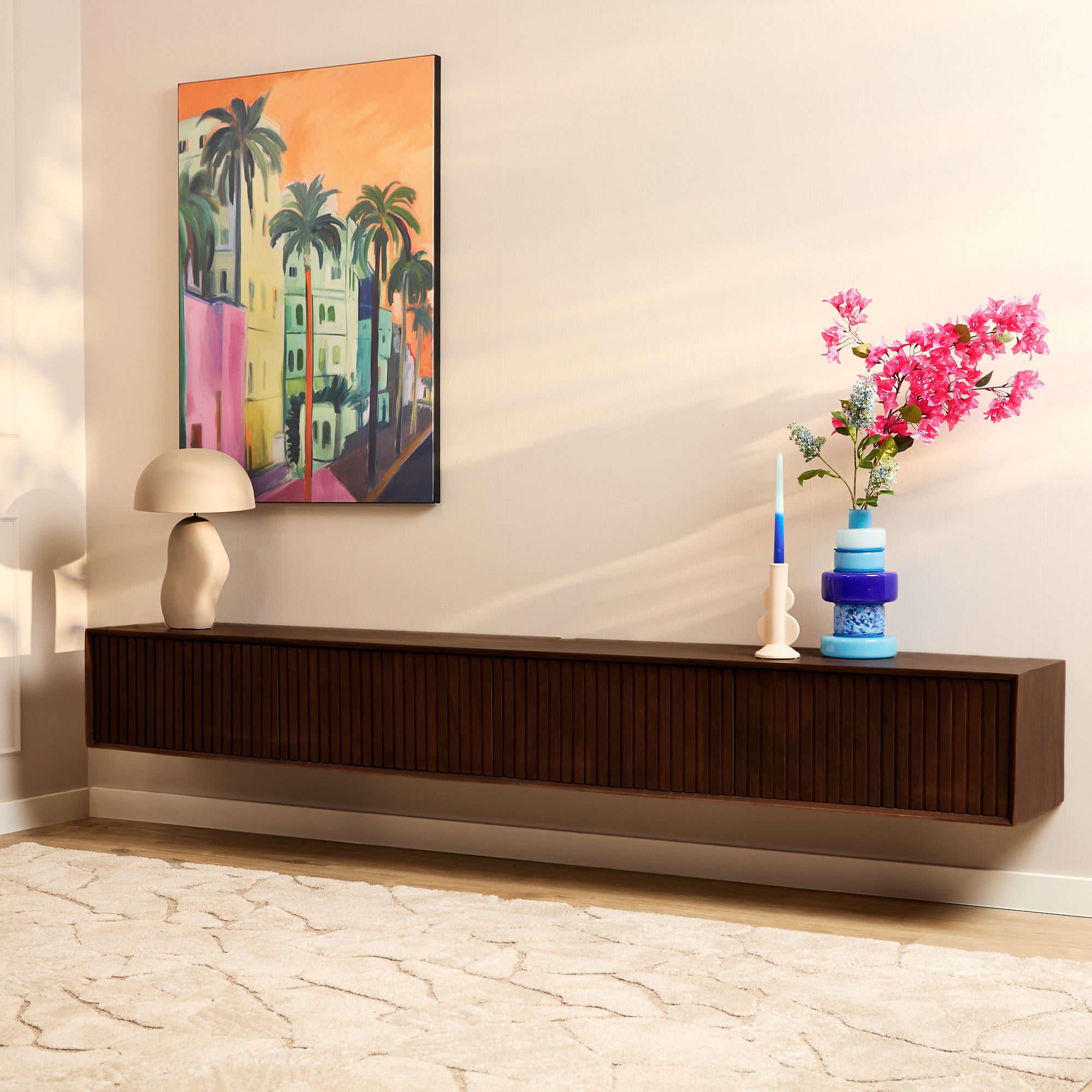 Zwevend tv meubel Madison Bruin | 240 cm