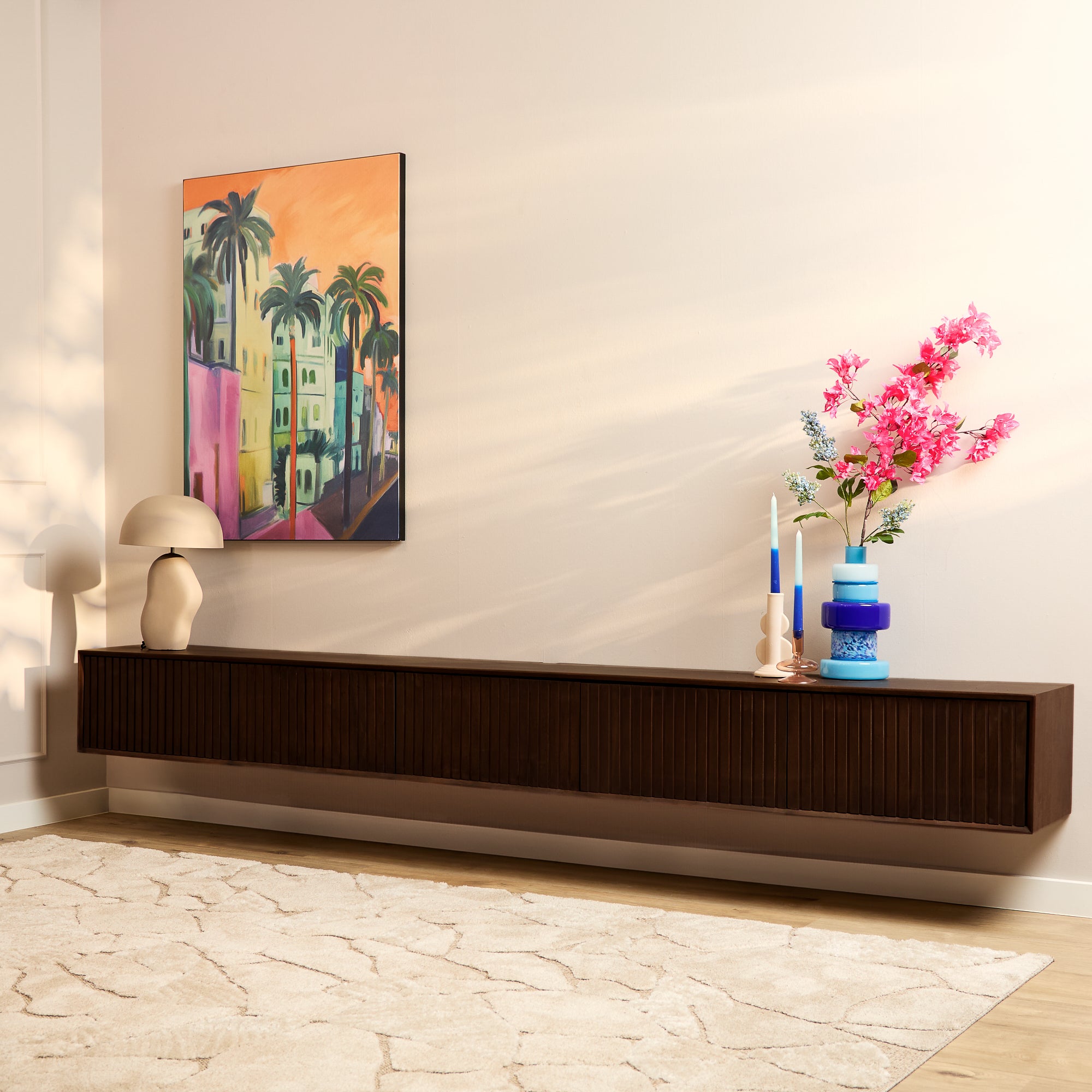 Zwevend tv meubel Madison Bruin | 280 cm