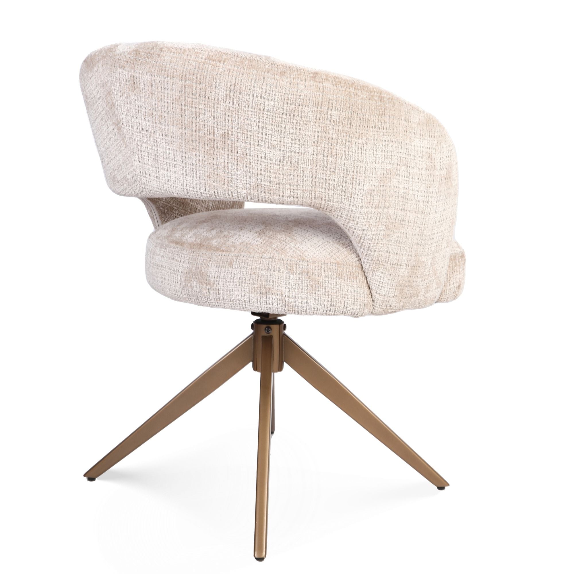 Eetkamerstoel Demi | Beige | Poot Bronze |  Met armleuning