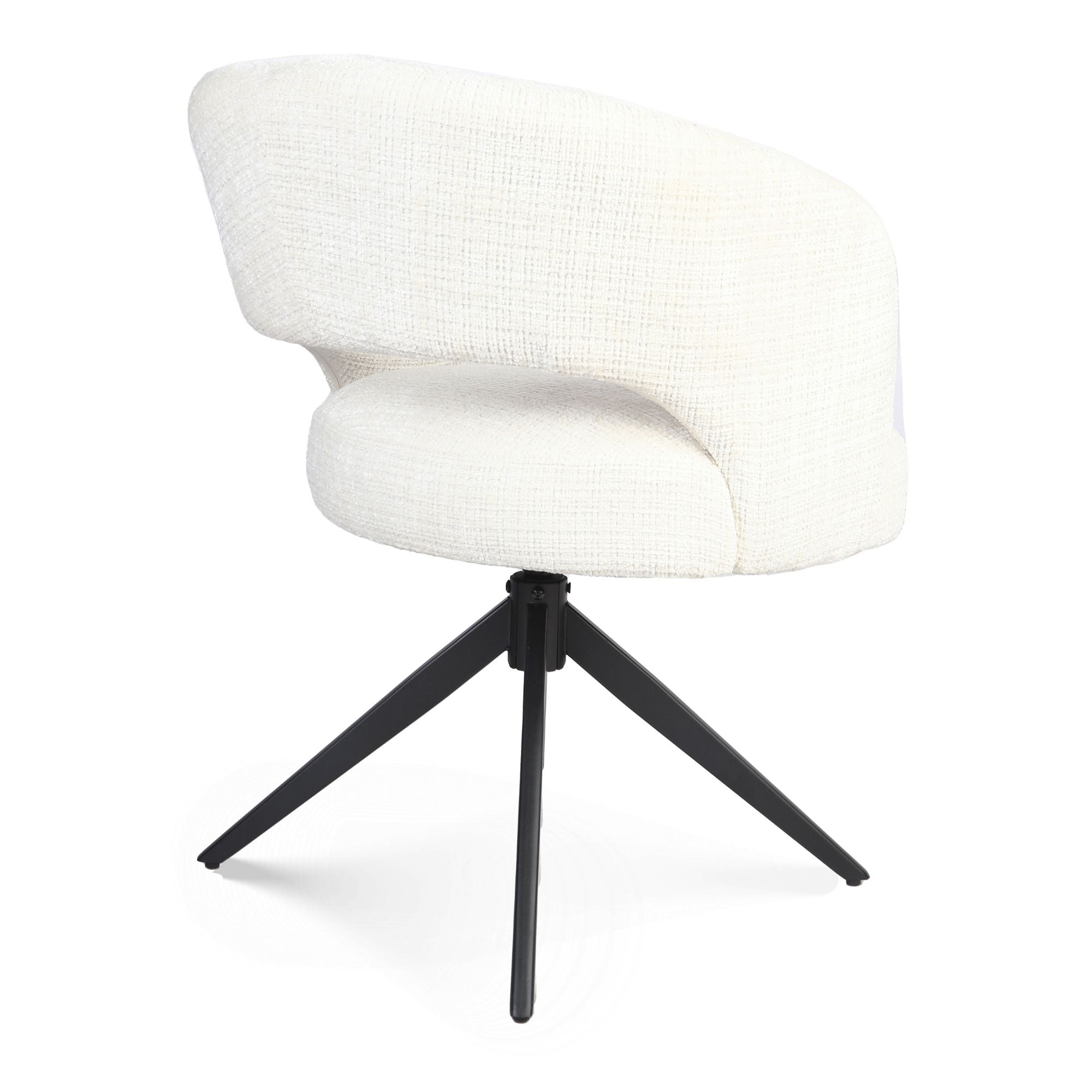 Eetkamerstoel Demi | Off White | Poot Zwart | Met armleuning