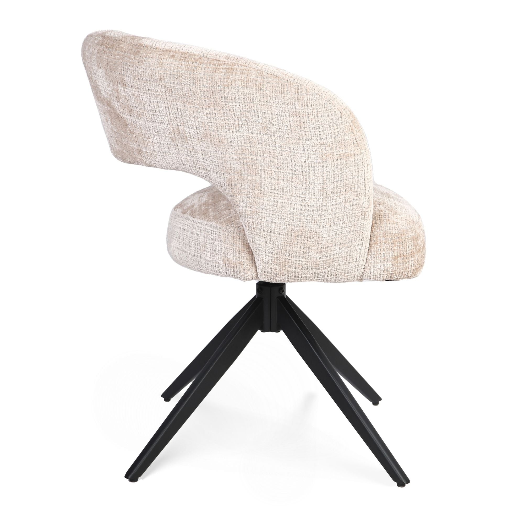 Eetkamerstoel Demi | Beige | Poot Zwart | Met armleuning