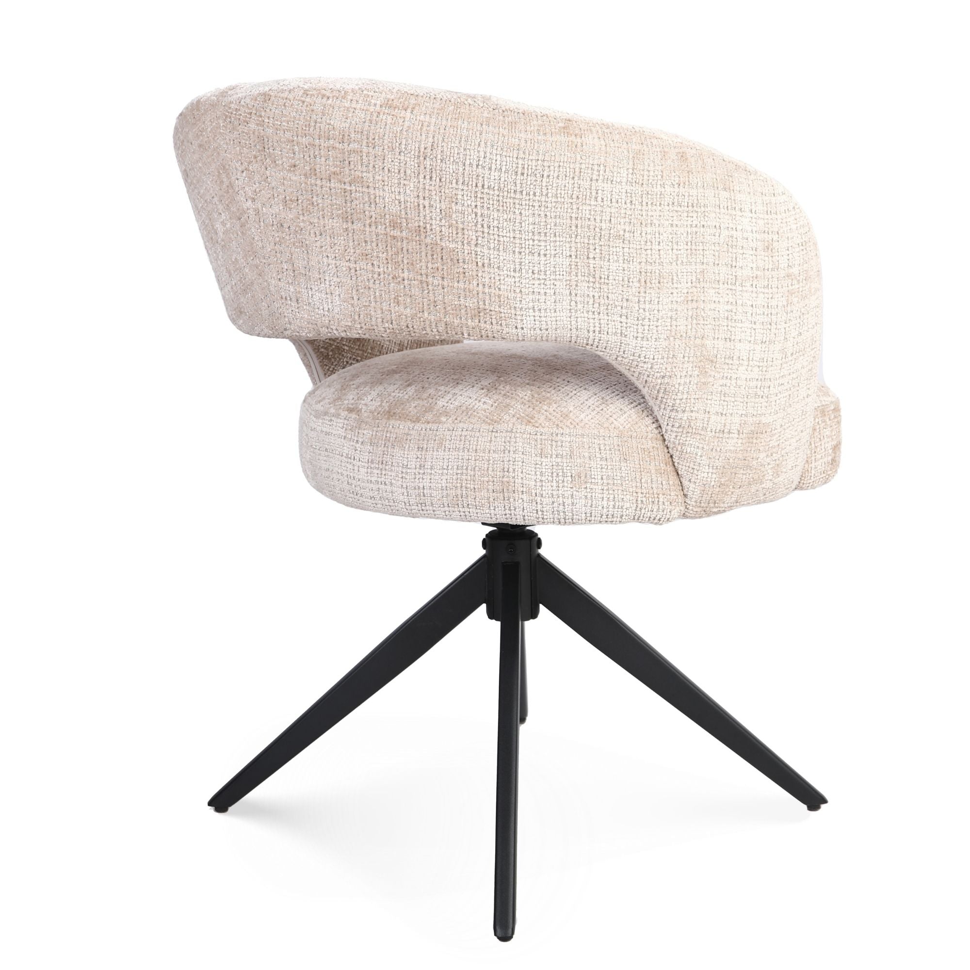 Eetkamerstoel Demi | Beige | Poot Zwart | Met armleuning