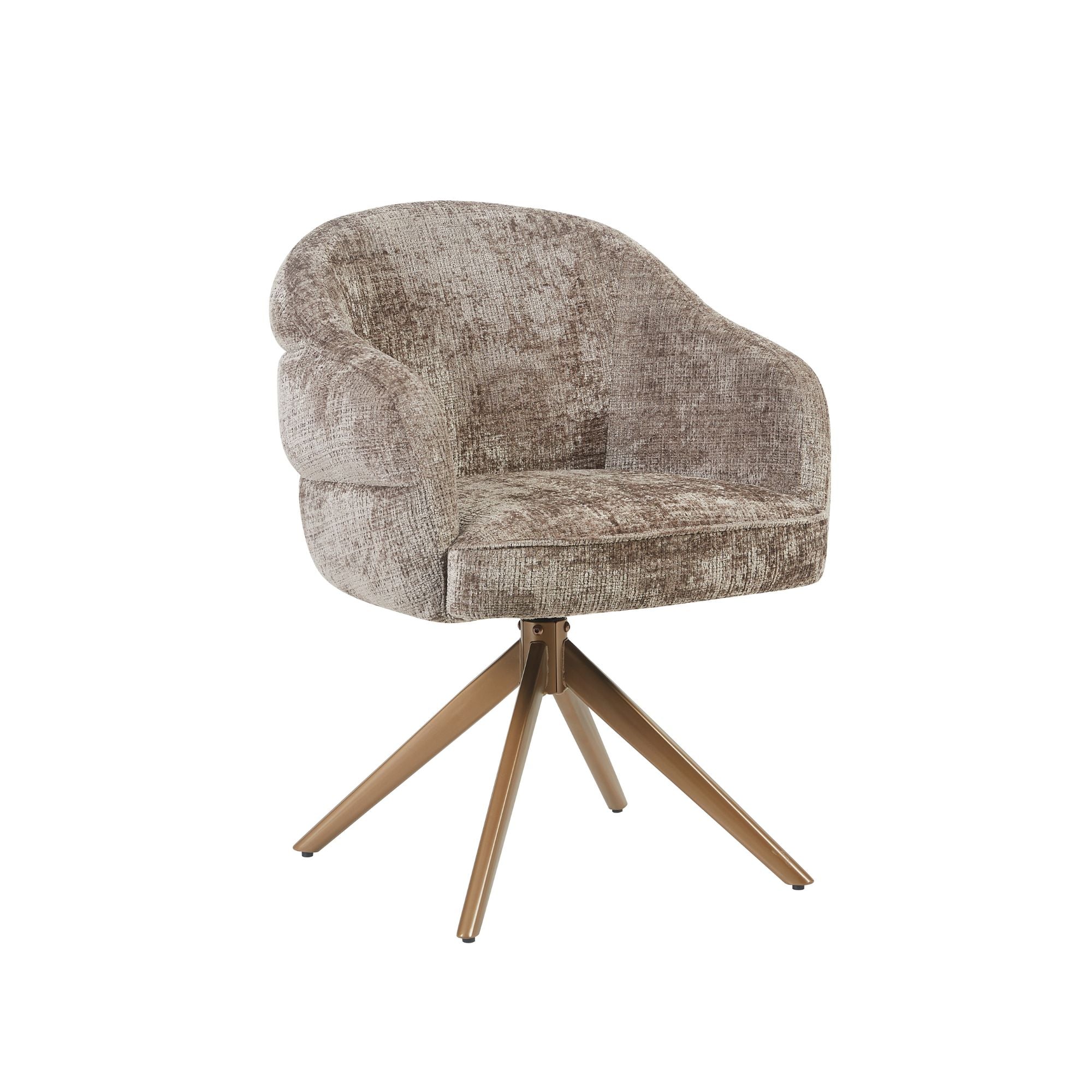 Eetkamerstoel Bella | Klei | Poot Brons | Met armleuning