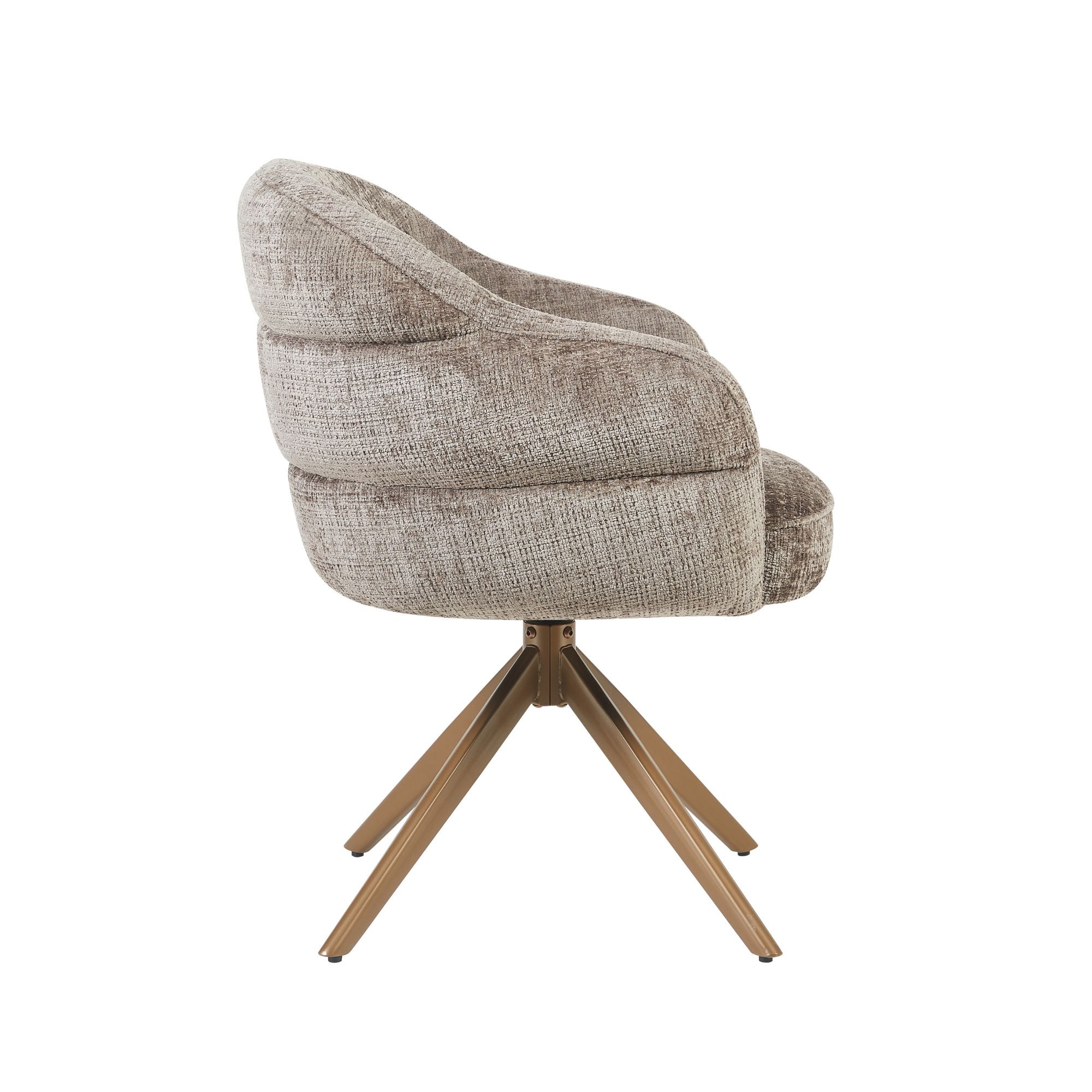 Eetkamerstoel Bella | Klei | Poot Brons | Met armleuning