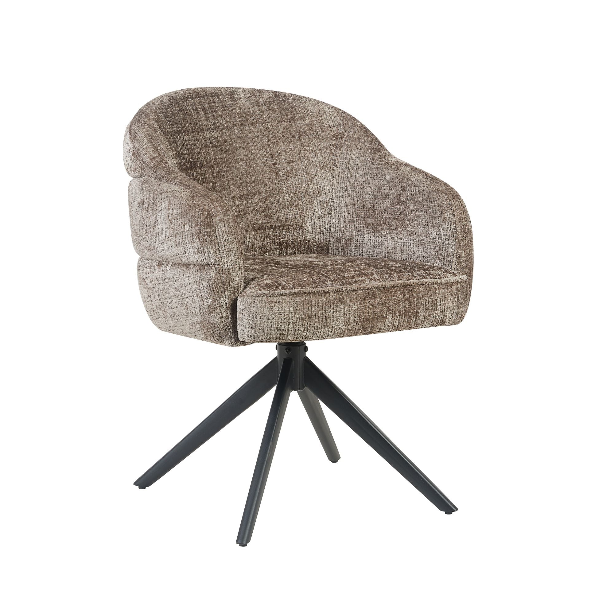 Eetkamerstoel Bella | Klei | Poot Zwart | Met armleuning