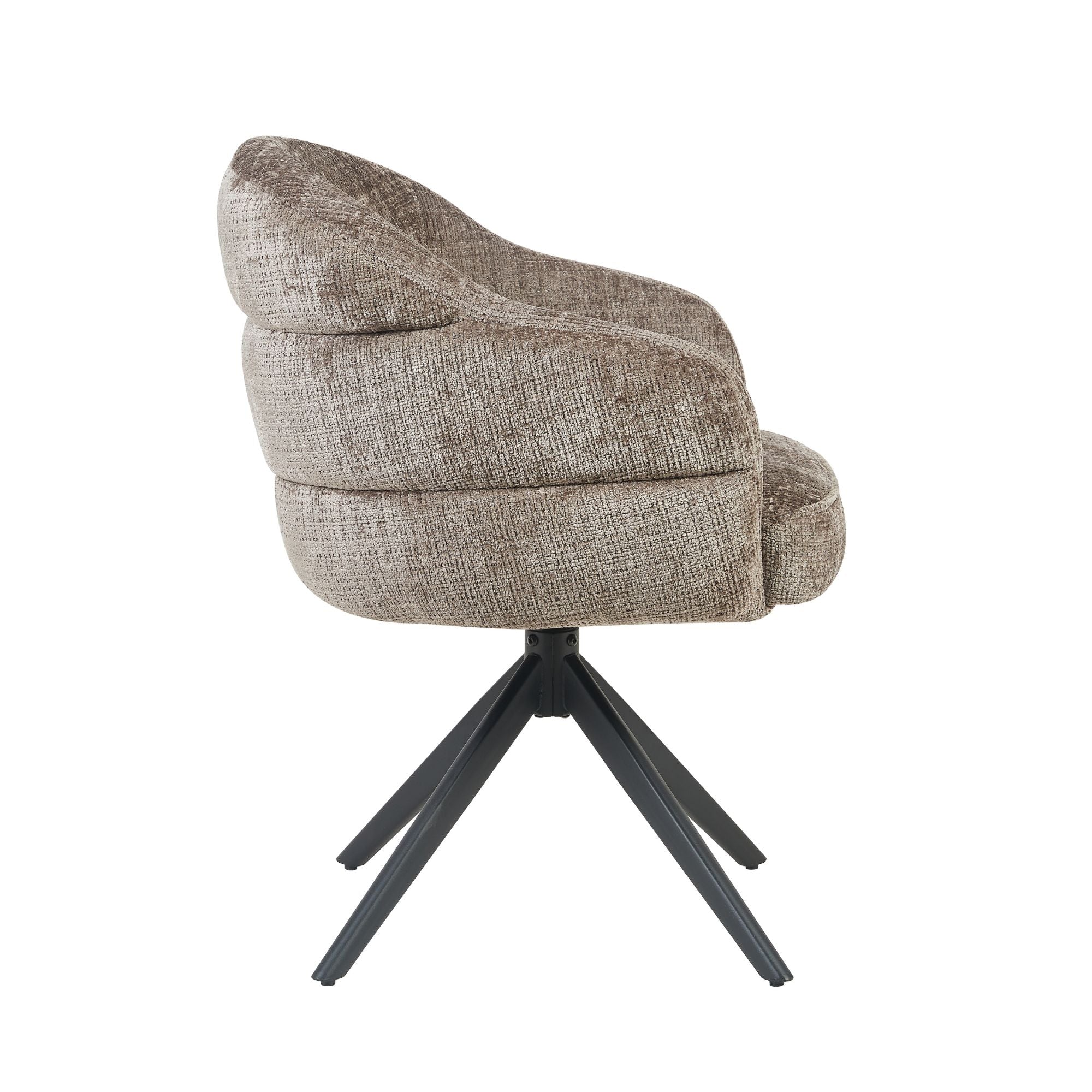 Eetkamerstoel Bella | Klei | Poot Zwart | Met armleuning