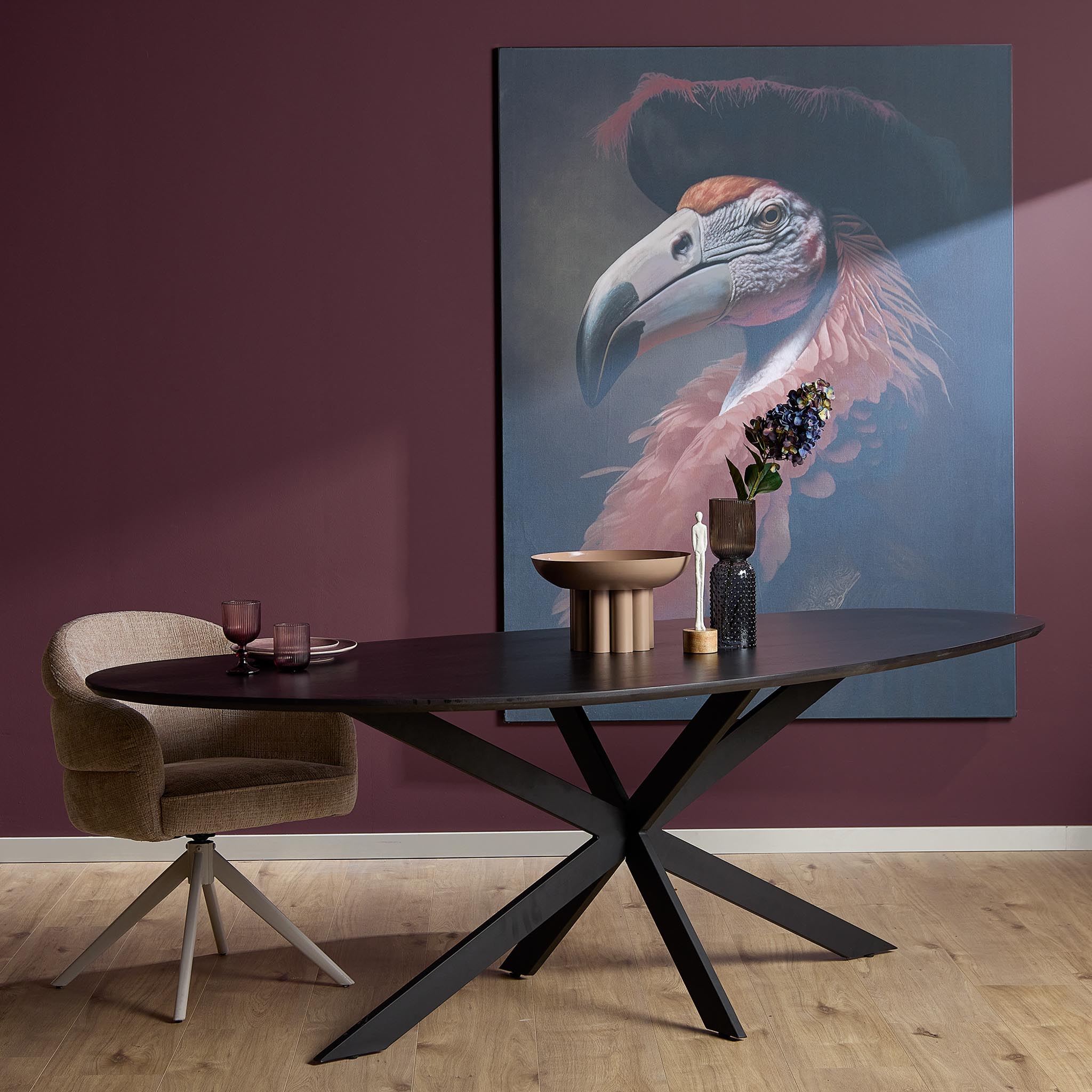 Organische eettafel Cloud Zwart Eikenhout 280 cm
