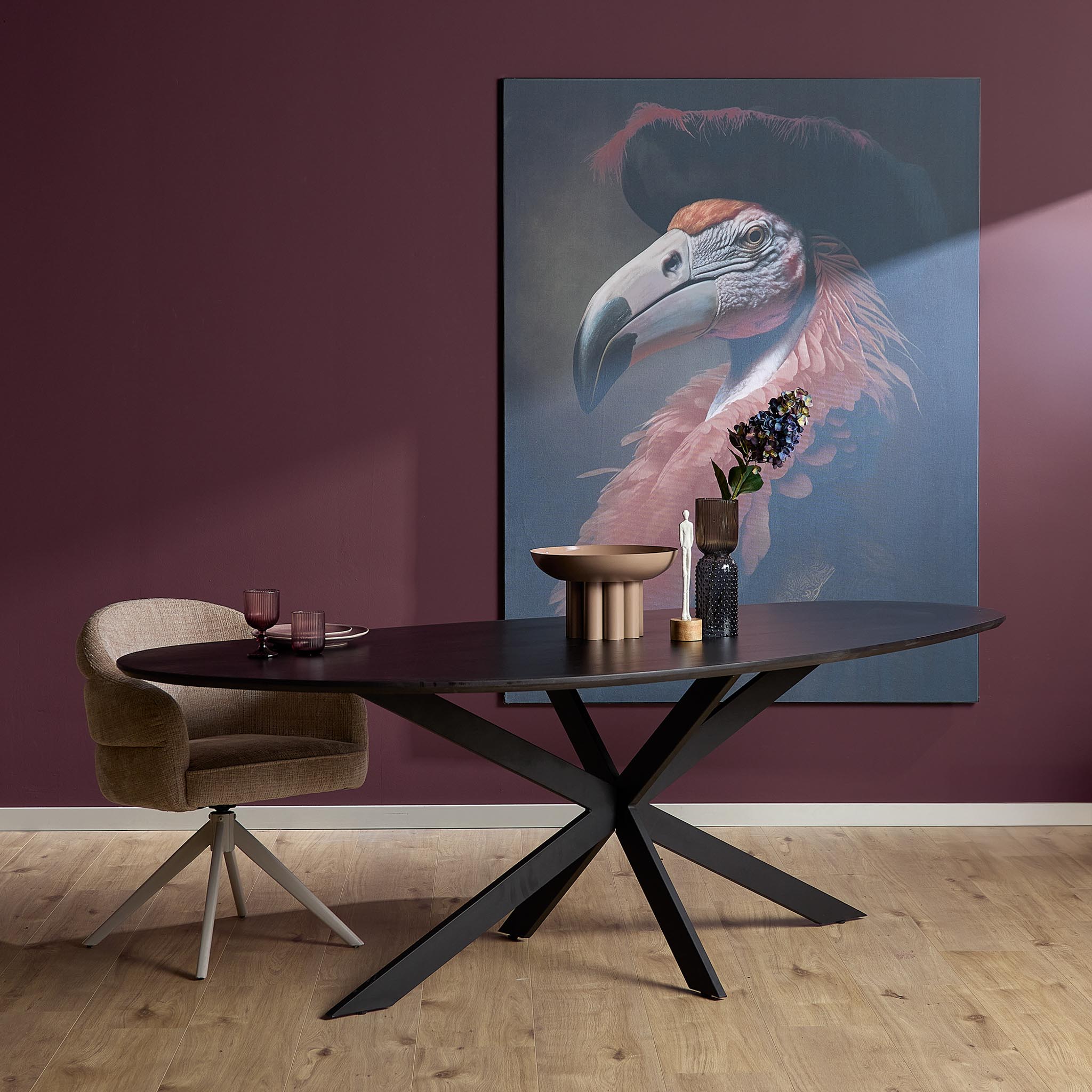 Organische eettafel Cloud Zwart Eikenhout 240 cm