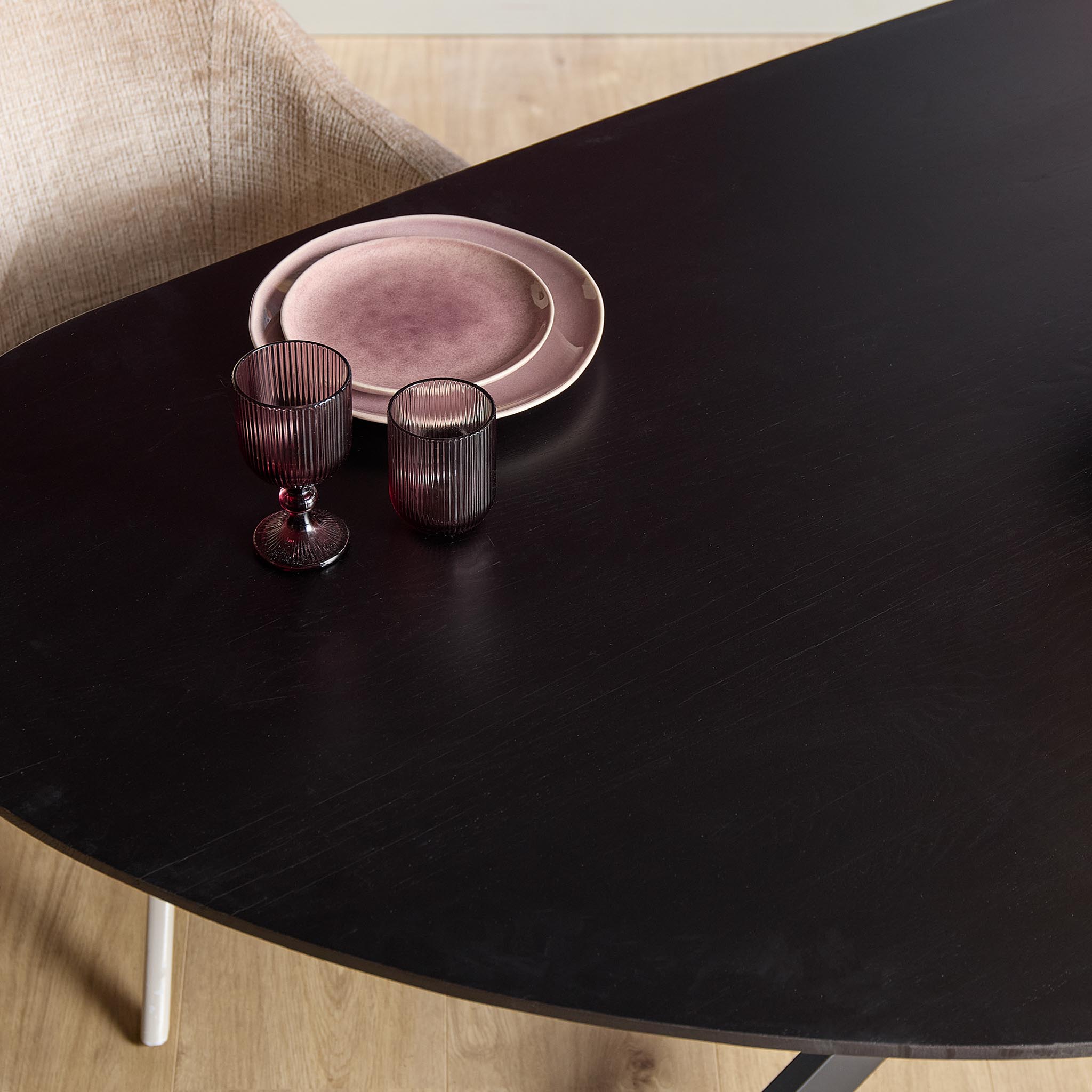 Organische eettafel Cloud Zwart Eikenhout 210 cm